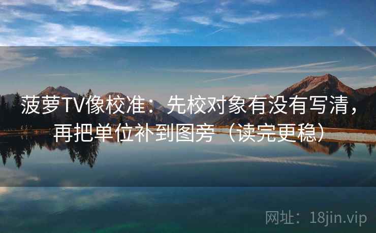 菠萝TV像校准：先校对象有没有写清，再把单位补到图旁（读完更稳）